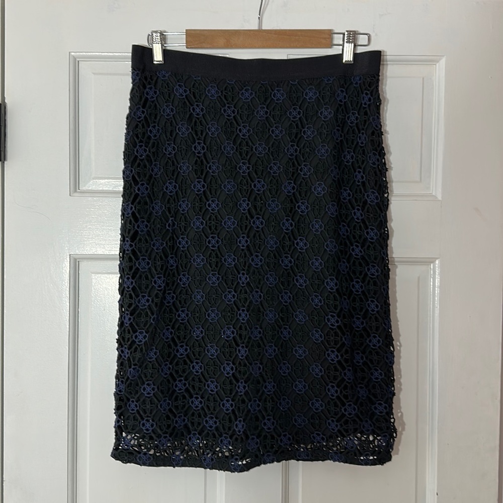 Ann Taylor Blue and Black Woven Skirt